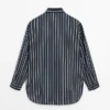 Striped Flowing Shirt with Pocket Detail