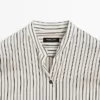 Striped Flowing Shirt with Stand Collar