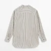 Striped Flowing Shirt with Stand Collar