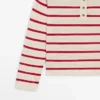 Striped Knit Cotton Henley Sweater