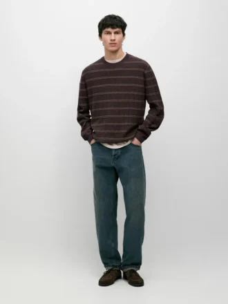 Striped Knit Crew Neck Sweater