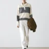 Striped Knit Polo Collar Sweater