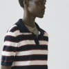 Striped Knit Polo Sweater