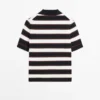 Striped Knit Polo Sweater