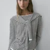 Striped Knit Sweater with Sleeve Detail