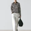 Striped Long Sleeve Cotton Polo Shirt