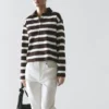 Striped Long Sleeve Cotton Polo Shirt