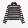 Striped Long Sleeve Cotton Polo Shirt