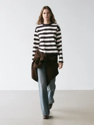 Striped Long Sleeve Cotton T-Shirt