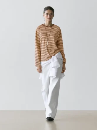 Striped Long Sleeve Cotton T-Shirt