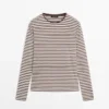 Striped Long Sleeve T-Shirt with Contrast Detail