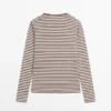 Striped Long Sleeve T-Shirt with Contrast Detail