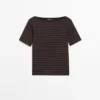 Striped Short Sleeve Boat Neck T-Shirt