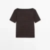Striped Short Sleeve Boat Neck T-Shirt