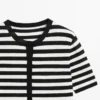 Striped Short Sleeve Knit Cardigan