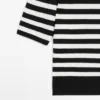 Striped Short Sleeve Knit Cardigan