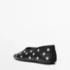 Studded Ballet Flats with Square Vamp