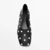 Studded Ballet Flats with Square Vamp