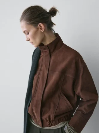 Suede Leather Bomber Jacket
