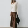 Suede Leather Flared Trousers