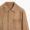 Suede Leather Jacket with Pocket Detail