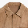 Suede Leather Jacket with Pocket Detail