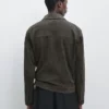 Suede Leather Jacket with Pockets