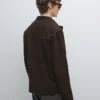 Suede Leather Jacket with Pockets