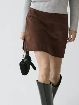 Suede Leather Mini Skirt