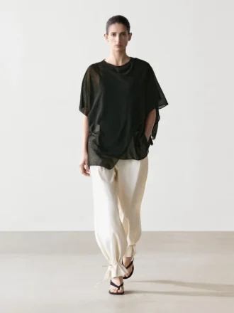 Surplice Linen Blend Cape Top