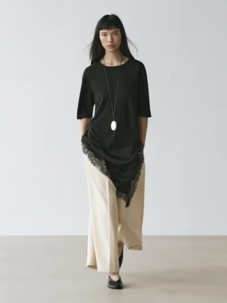 Sweater with Contrast Lace Detail