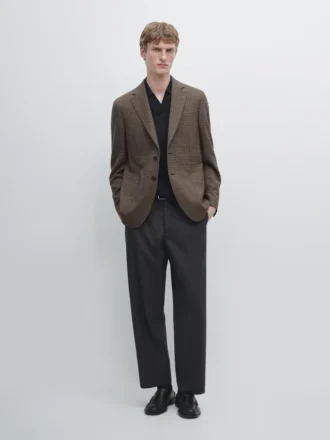 Tailored Wool Check Blazer
