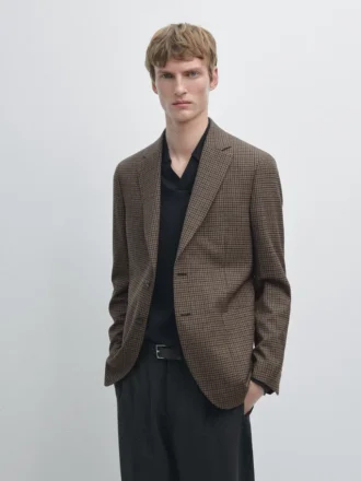 Tailored Wool Check Blazer