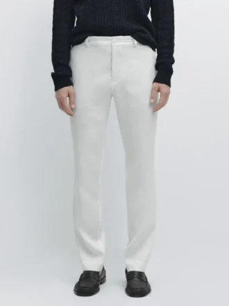 Tapered Fit Linen Trousers