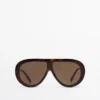 Tortoiseshell-Effect Aviator Sunglasses