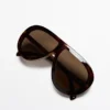Tortoiseshell-Effect Aviator Sunglasses