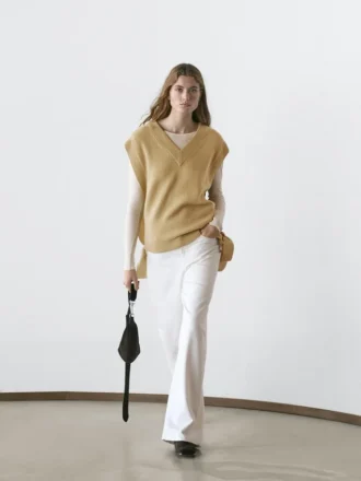 V-Neck Bib with Tie Details