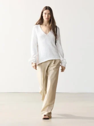 V-Neck Cutwork Sweater