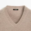V-Neck Knit Sweater with Elbow Patches