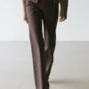 Waxed Flare Fit Trousers