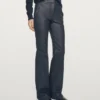 Waxed Flare Fit Trousers