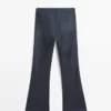 Waxed Flare Fit Trousers
