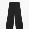 Wide-Leg Cropped Stretch Wool Trousers