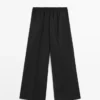 Wide-Leg Cropped Stretch Wool Trousers