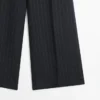 Wide-Leg Pinstripe Linen Trousers