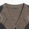 Wool Argyle Knit Cardigan