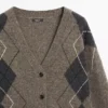 Wool Argyle Knit Cardigan