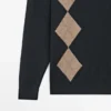 Wool Blend Argyle Knit Polo Sweater