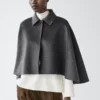Wool Blend Cape with Shirt Collar