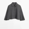 Wool Blend Cape with Shirt Collar